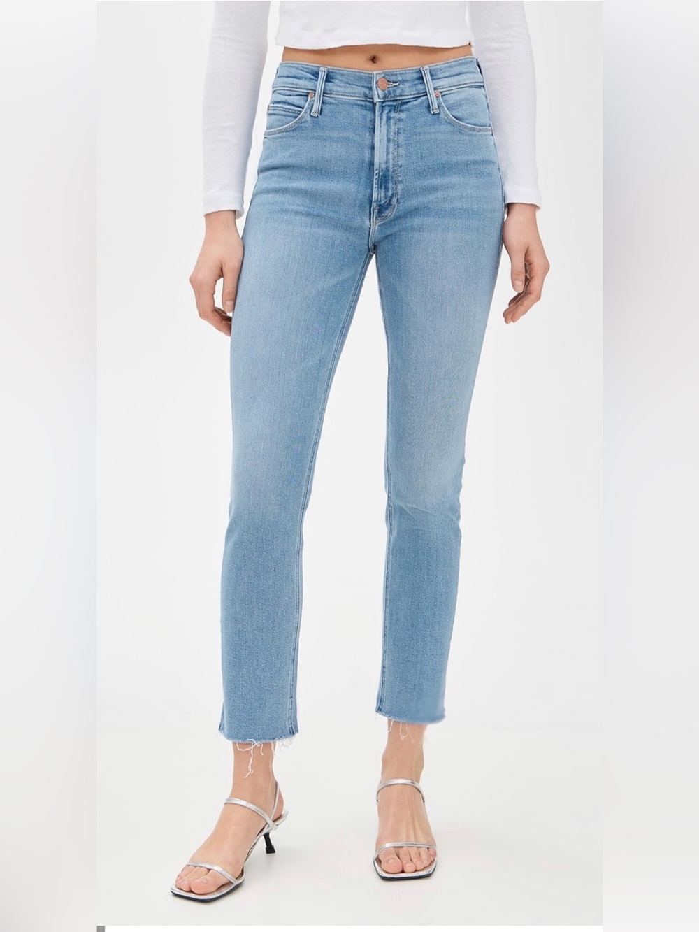 MOTHER Mid Rise Dazzler Ankle Fray Jeans